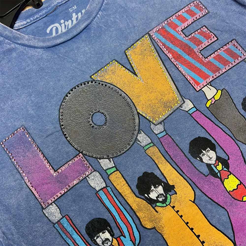 THE BEATLES ビートルズ (来日 60周年 ) - YELLOW SUBMARINE LOVE SPELLED OUT BLUE SHADOW / タイダイ / Tシャツ / メンズ
