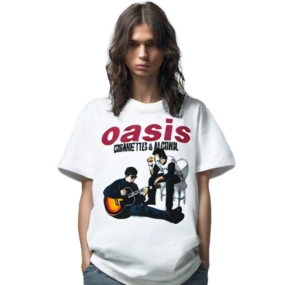 OASIS オアシス (結成 35周年 ) - Cigarettes & Alcohol Illustration / Tシャツ / メンズ