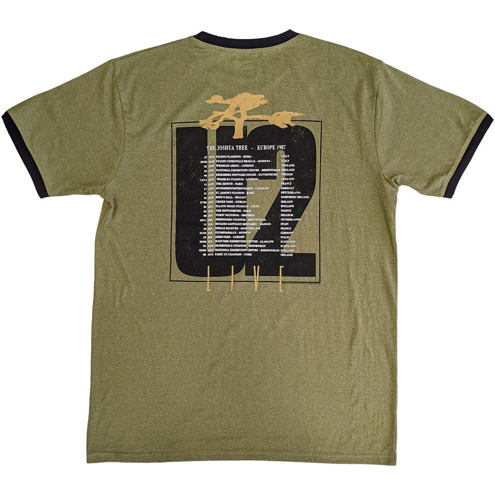 U2 ユーツー (結成 50周年 ) - Joshua Tree Europe 1987 / Green / バックプリントあり / リンガー / Tシャツ / メンズ