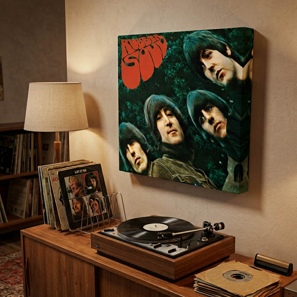 THE BEATLES ビートルズ (来日 60周年 ) - RUBBER SOUL / キャンバス・プリント木枠(40×40×3.8cm) / インテリア額