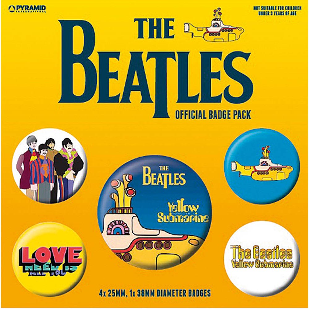 THE BEATLES ザ・ビートルズ (ABBEY ROAD発売55周年記念 ) - YELLOW SUBMARINE 5個セット / バッジ 【公式 / オフィシャル】