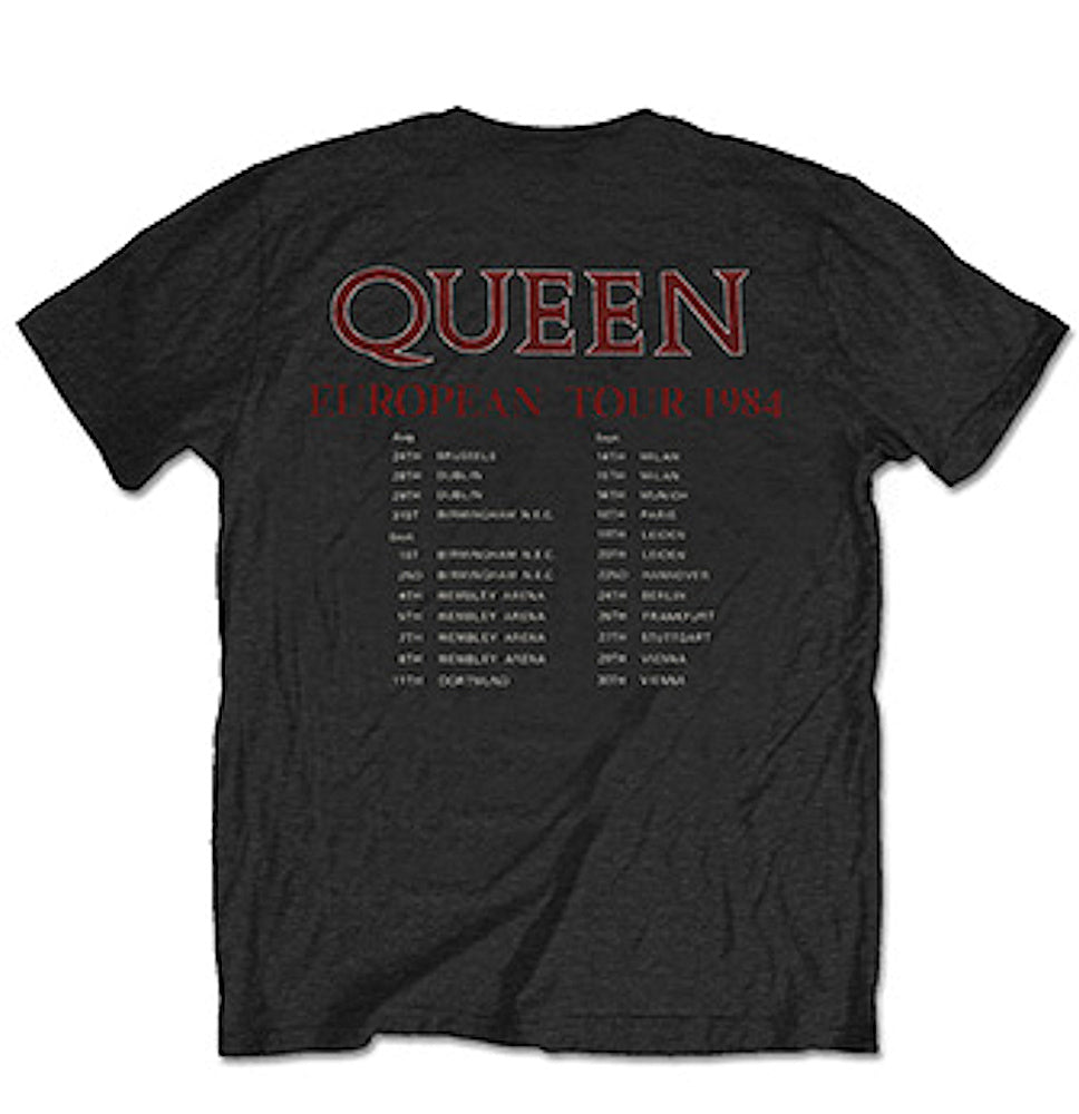 QUEEN クイーン (フレディ 生誕 80年 ) - EUROPEAN TOUR 1984（復刻ツアーTシリーズ） / バックプリントあり / Tシャツ / メンズ