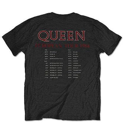 QUEEN クイーン (フレディ 生誕 80年 ) - EUROPEAN TOUR 1984（復刻ツアーTシリーズ） / バックプリントあり / Tシャツ / メンズ