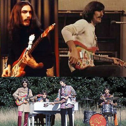 GEORGE HARRISON ジョージハリスン (追悼 25年 ) - Fender Strat Rocky Design / Fab Four / ミニチュア楽器