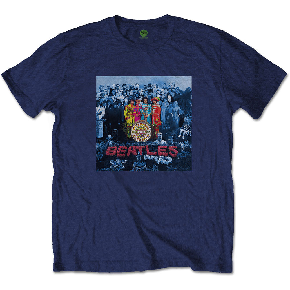 THE BEATLES ビートルズ (来日 60周年 ) - Sgt Pepper Blue / バックプリントあり / Tシャツ / メンズ