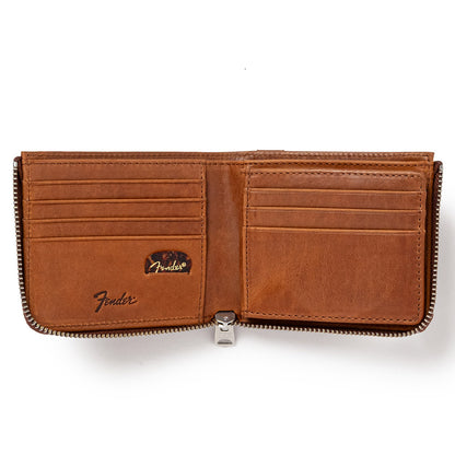 FENDER フェンダー - 二つ折り札入れ L字ファスナー / Brown / ギターピック＆ウォレットコード付き / 財布