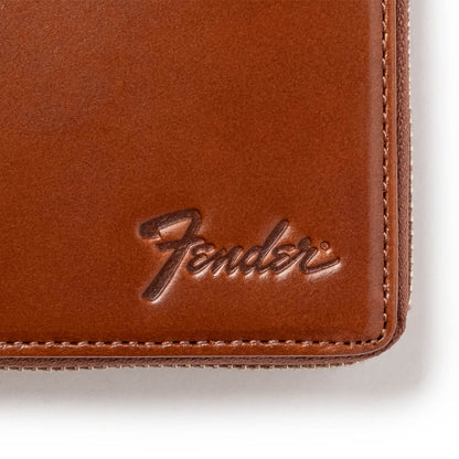 FENDER フェンダー - 二つ折り札入れ ラウンドファスナー / Brown / ギターピック＆ウォレットコード付き / 財布