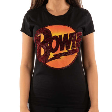 DAVID BOWIE デヴィッドボウイ (追悼 10年 ) - Diamond Dogs Logo / Embellished/ Diamante（ブランド） / Tシャツ / レディース