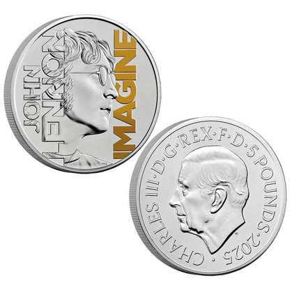 JOHN LENNON ジョンレノン (生誕 85年 ) - 2025 UK £5 Brilliant Uncirculated Colour Coin 世界限定10,000 / 英国王立造幣局 / コイン