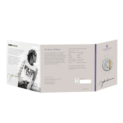 JOHN LENNON ジョンレノン (生誕 85年 ) - 2025 UK £5 Brilliant Uncirculated Colour Coin 世界限定10,000 / 英国王立造幣局 / コイン