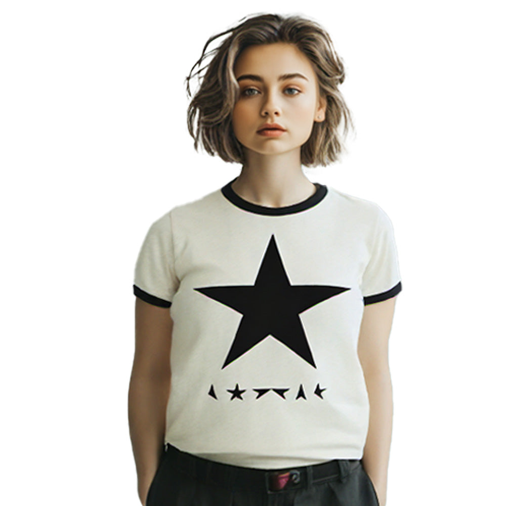 DAVID BOWIE デヴィッドボウイ (追悼 10年 ) - Blackstar Album Cover / リンガー / Tシャツ / メンズ