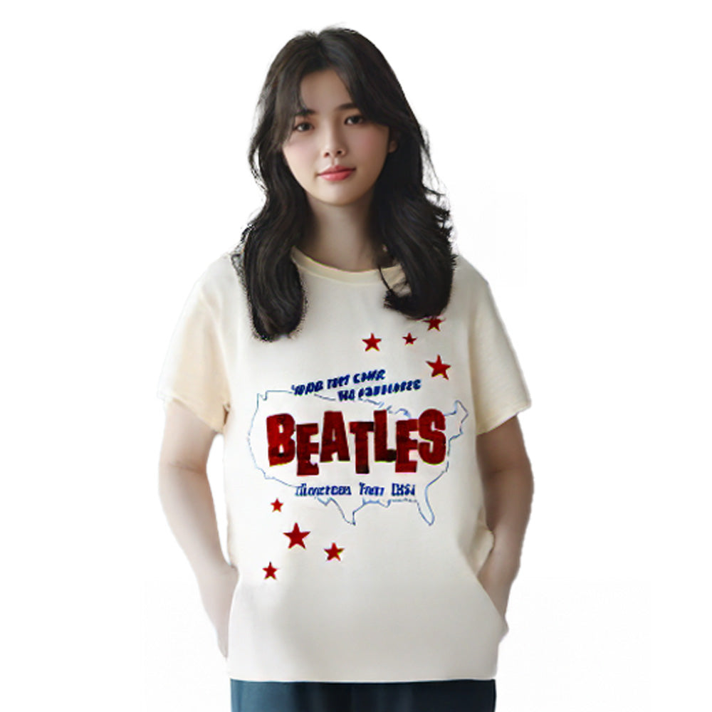 THE BEATLES ビートルズ (来日 60周年 ) - American Tour '64 / バックプリントあり / Tシャツ / メンズ
