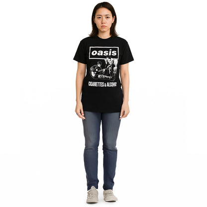 OASIS オアシス (映画「オアシス：ドント・ルック・バック・イン・アンガー」公開 ) - Cigarettes & Alcohol Illustration Mono / Tシャツ / メンズ