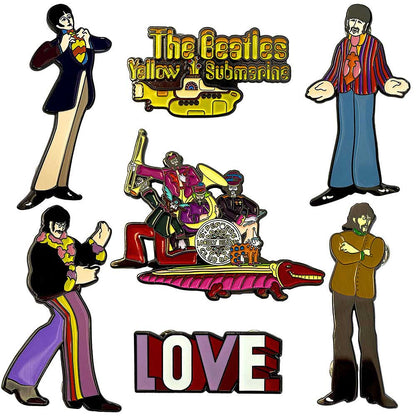 THE BEATLES ビートルズ (来日 60周年 ) - Yellow Submarine Band Mini / 7個セット / バッジ