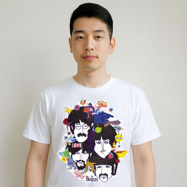 THE BEATLES ビートルズ (来日 60周年 ) - Yellow Submarine Heads Collage / バックプリントあり / Tシャツ / メンズ