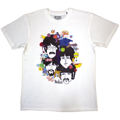 THE BEATLES ビートルズ (来日 60周年 ) - Yellow Submarine Heads Collage / バックプリントあり / Tシャツ / メンズ