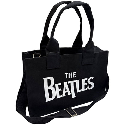 THE BEATLES ビートルズ (来日 60周年 ) - Abbey Road & Drop T Logo / Black / Back Print / トートバッグ