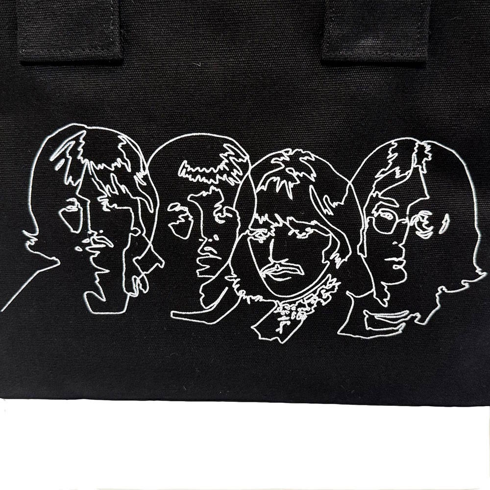 THE BEATLES ビートルズ (来日 60周年 ) - White Album Faces & Apple / Black / Back Print / トートバッグ