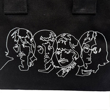 THE BEATLES ビートルズ (来日 60周年 ) - White Album Faces & Apple / Black / Back Print / トートバッグ