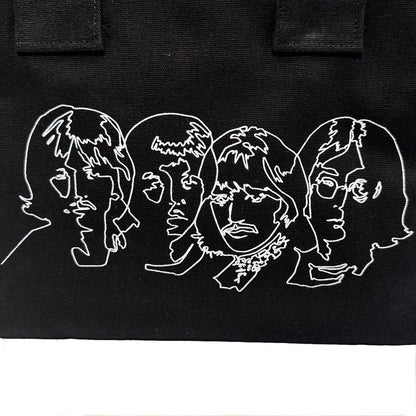 THE BEATLES ビートルズ (来日 60周年 ) - White Album Faces & Apple / Black / Back Print / トートバッグ