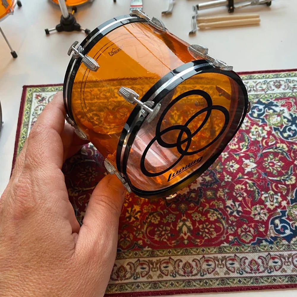LED ZEPPELIN レッドツェッペリン (来日 55周年 ) - Vintage Drum Rug - Miniature for 1:4 Scale Drum Kit Models / インテリア置物