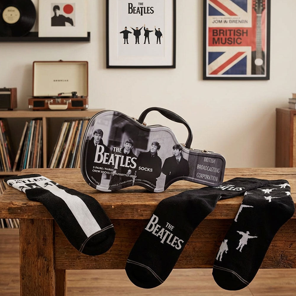 THE BEATLES ビートルズ (来日 60周年 ) - GUITAR TIN SOCK BOX / 3足セット / ソックス / メンズ