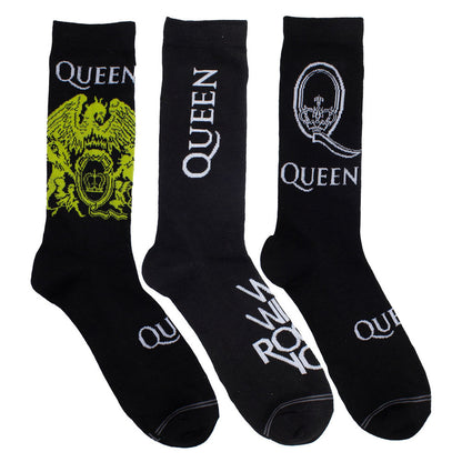 QUEEN クイーン (フレディ 生誕 80年 ) - Logos / GUITAR TIN SOCK BOX / 3足セット / ソックス / メンズ