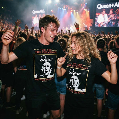 【予約商品】 QUEEN クイーン (フレディ 生誕 80年 ) - We Are The Champions / カーボンソフト加工 / Tシャツ / メンズ